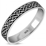Celtic Knot Mens Silver Band Ring, rp624